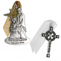 Gloria Duchin Nativity and Faith Cross Ornament Set