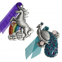 Gloria Duchin Believe in Magic Unicorn and Peacock Ornament Set