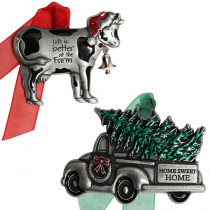 Gloria Duchin Christmas Cow and Truck Country Ornament Set
