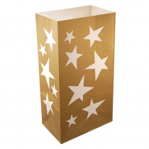 Lumabase Gold Star Flame Resistant Luminaria Bags (Set of 12)
