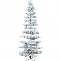 Fraser Hill Farm Hillside Slim Flocked Pine 7.5 ft. Pre-Lit Artificial Christmas Tree with Multi-Color LED String Lighting
