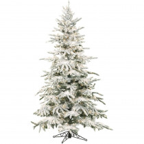 Fraser Hill Farm 7.5 ft. Pre-lit LED Flocked Mountain Pine Artificial Christmas Tree with 550 Clear String Lights