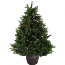 Fraser Hill Farm 5 ft. Pre-lit LED Northern Cedar Potted Artificial Christmas Tree in Decorative Pot with 200 Clear Lights