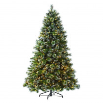 Martha Stewart Living 7.5 ft. Indoor Pre-Lit Glittery Bristle Pine Artificial Christmas Tree