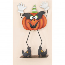 15 in. Standing Metal Pumpkin With Mask and Hands (Set of 2)