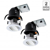 Halo RA 4 in. Ultra Shallow Remodel Ceiling Housing and Dimmable White Integrated LED Recessed Spotlight Kit, T24, (2-Pack)
