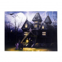 15 in. x 20 in. Halloween Haunted House LED Canvas with Sound