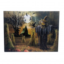 15 in. x 20 in. Halloween Scarecrow LED Canvas with Sound