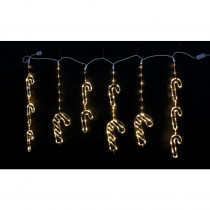 Holiday Showtime 64 in. 150-Light Warm White Micro Dot LED Candy Cane Icicle Light