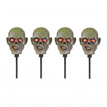 Home Accents 15 in. Zombie Head Pathway Markers with LED Illumination (4-Set)