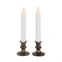 Home Accents Holiday 9 in. Antique Bronze Base LED Holiday Candle with Timer (2-Pack)