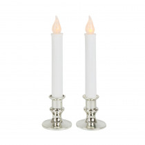 Home Accents Holiday 9 in. Silver Base LED Holiday Candle with Timer (2-Pack)