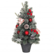 Home Accents Holiday 24 in. Snowy Pine Table Top Tree with Red Balls and Bow