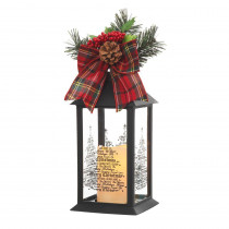Home Accents Holiday 13 in. Black Plastic Lantern with Outdoor Resin Timer Candle