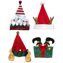 Home Accents Holiday Novelty 4-Styles Santa Hat Assortment