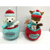 Home Accents Holiday 10 in. Christmas Pals in a Cookie Can 2 Assorted with Singing