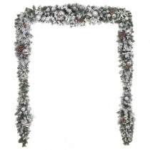 Home Accents Holiday 17 ft. Unlit Snowy Garland with Plated Ball Ornaments, Pinecones and Mistletoe