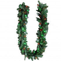Home Accents Holiday 9 ft. Royal Grand Spruce Artificial Garland With Red/Green/Pure White Lights