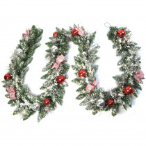 Home Accents Holiday 12 ft. Pre-Lit Artificial Frosted Garland with 100 Warm White LED Light