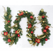 Home Accents Holiday 12 ft. Pre-Lit LED New Plaza Artificial Garland with 100 Warm White Lights