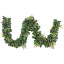 Home Accents Holiday 9 ft. LED Pre-Lit Nature Inspired Artificial Garland with Battery-Operated 50 Warm-White Lights