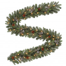 Home Accents Holiday 9 ft. Pre-Lit Artificial Greenland Christmas Garland with 217 Tips and 50 Clear Lights