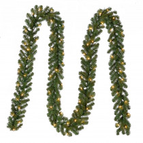 Home Accents Holiday 18 ft. Pre-Lit Artificial Kingston Christmas Garland with 70 Clear Lights