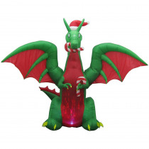 Home Accents Holiday 11 ft. Animated Inflatable Kaleidoscope Dragon with Santa Hat