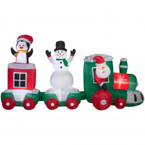 Home Accents Holiday 10.99 ft. W Pre-lit LED Inflatable Car Train Airblown Scene