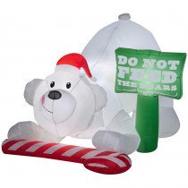 Home Accents Holiday 6.50 ft. W Pre-lit LED Animated Inflatable Do Not Feed The Bears Airblown Scene