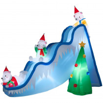 Home Accents Holiday 9 ft. Inflatable Lighted Airblown Polar Bears on Slide Scene