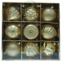 Home Accents Holiday 130 mm Ornaments Set in gold (9-Count)