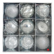 Home Accents Holiday 130 mm Sliver Ornament Set (9-Count)