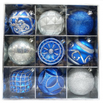 Home Accents Holiday 130 mm Blue and Silver Ornament Set (9-Count)