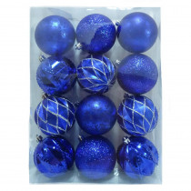 Home Accents Holiday 3.15 in. Shatterproof Blue Silver Ornament (12-Pack)