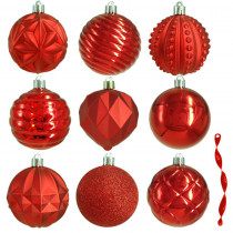 Home Accents Holiday 80 mm Red Christmas Ornament Assortment (75-Pack)