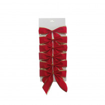 Home Accents Holiday Red Velvet Mini Bows with Gold Trim (6-Pack)