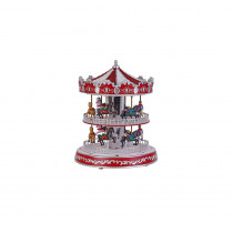 Home Accents Holiday 12 in. Animated Turning Double Decker Carousel with LED Illumination