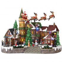 Home Accents Holiday 12.5 in. Animated Musical LED Village with Santa Sleigh