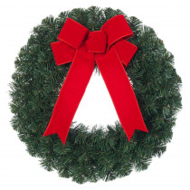 Home Accents Holiday 20 in. Noble Pine Artificial Wreath with Red Bow