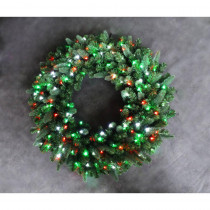 Home Accents Holiday 36 in. LED Pre-Lit Artificial Christmas Wreath with Micro-Style Red, Green and Pure White Lights