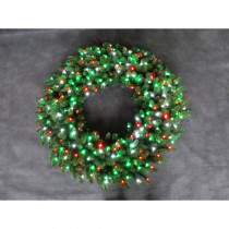 Home Accents Holiday 48 in. LED Pre-Lit Artificial Christmas Wreath with Micro-Style Red, Green and Pure White Lights