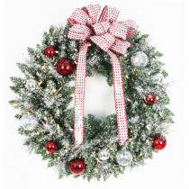 Home Accents Holiday 30 in. Battery Operated Frosted Mercury Artificial Wreath with 50 Clear LED Lights