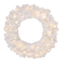 Home Accents Holiday 30 in. Pre-Lit LED Artificial Glossy-White North Hill Christmas Wreath with 136 Tips and 50 Warm White Lights
