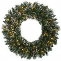 Home Accents Holiday 30 in. Pre-Lit Artificial Sparkling Pine Christmas Wreath with 158 Tips and 50 Clear Lights