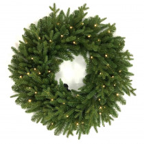 Home Accents Holiday Norway 32 in. Battery Operated LED Artificial Christmas Wreath with 50-Lights