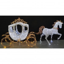 Home Accents Holiday 58 in. LED Warm White Carriage and 43 in. LED Warm White Horse