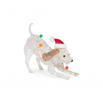 Home Accents Holiday 25.5 in. Warm White LED PVC Dog with Holiday Bulbs