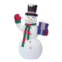 Home Accents Holiday 84 in. Christmas Cool White LED Twinkle Snowman with Gifts
