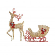 Home Accents Holiday 5 ft. Gold Reindeer with 44 in. Sleigh